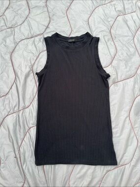 ATM Anthony Thomas Melillo Micro Modal Wide Rib Sleeveless Top-Black Size S
